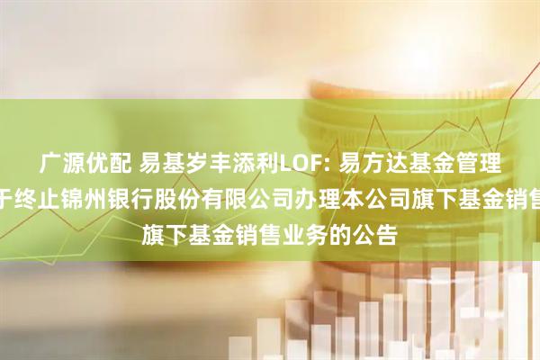 广源优配 易基岁丰添利LOF: 易方达基金管理有限公司关于终止锦州银行股份有限公司办理本公司旗下基金销售业务的公告
